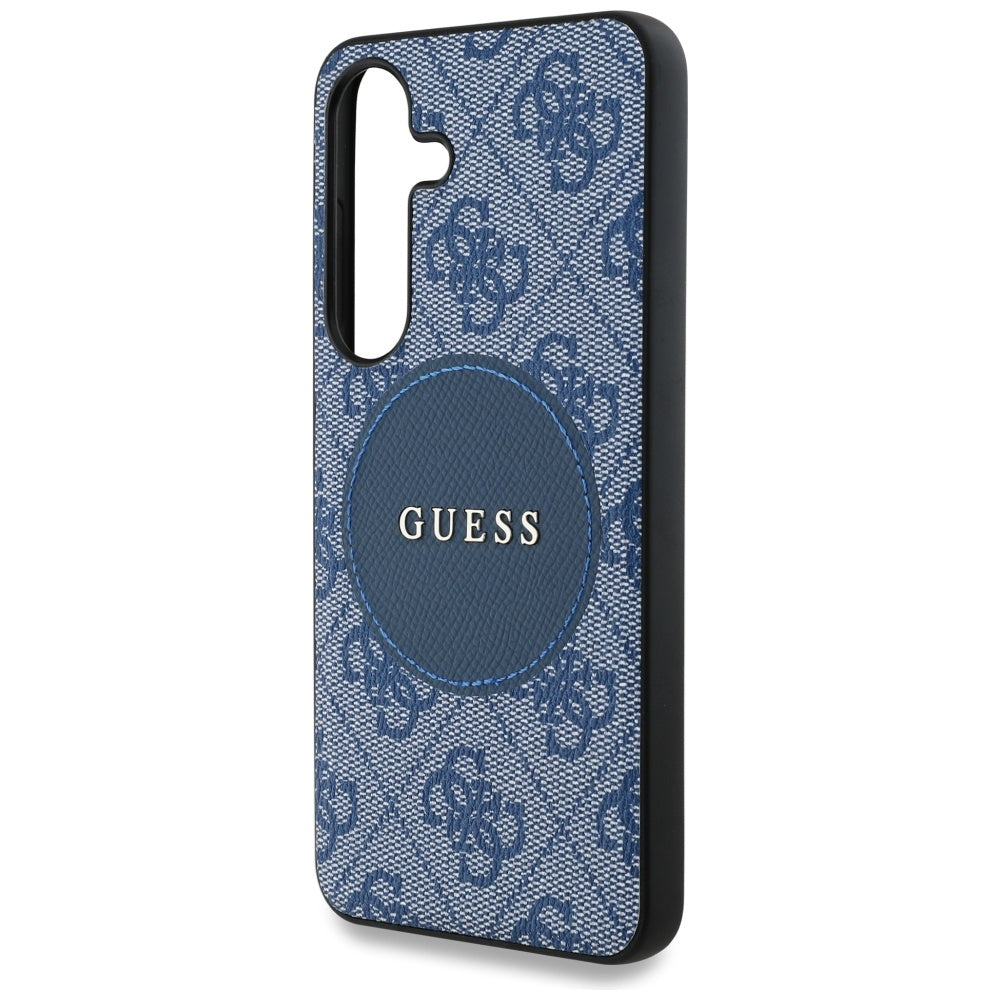 Custodia MagSafe per Samsung Galaxy S25+ S936, Guess, 4G Circle Classic Logo, Blu