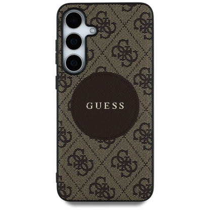 Custodia MagSafe per Samsung Galaxy S25+ S936, Guess, 4G Circle Classic Logo, Marrone