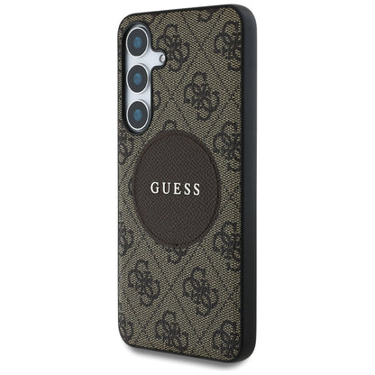 Custodia MagSafe per Samsung Galaxy S25+ S936, Guess, 4G Circle Classic Logo, Marrone