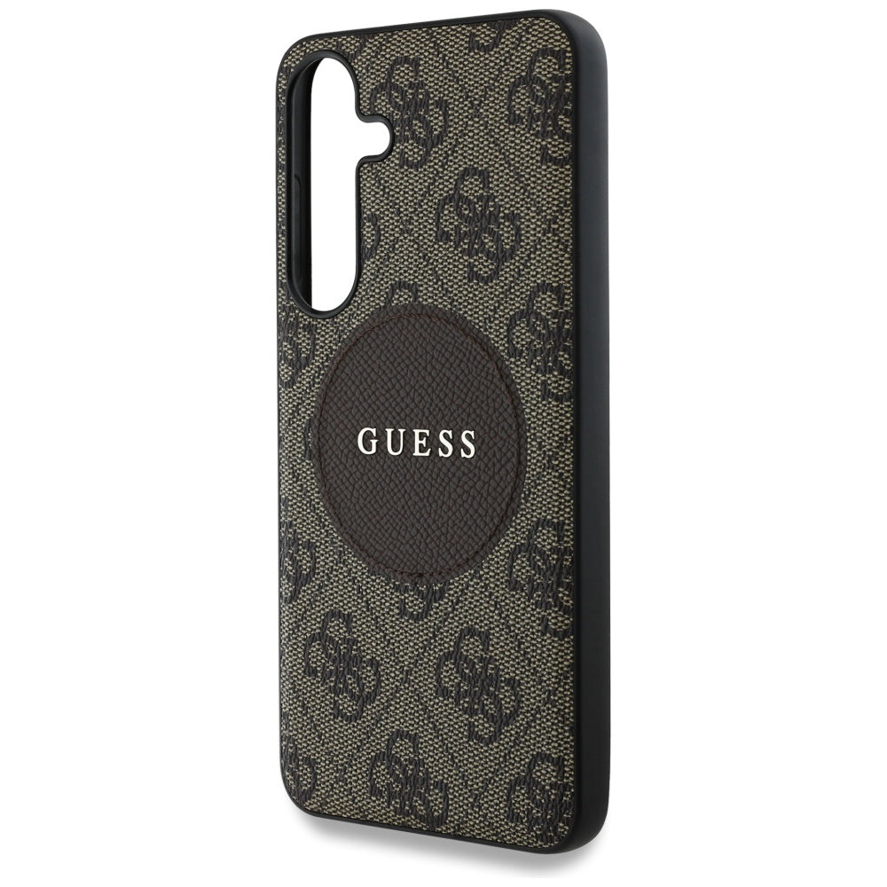 Custodia MagSafe per Samsung Galaxy S25+ S936, Guess, 4G Circle Classic Logo, Marrone
