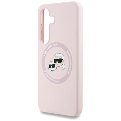 Custodia MagSafe per Samsung Galaxy S25+ S936, Karl Lagerfeld, Silicone Double Heads, Rosa