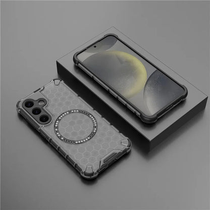 Custodia MagSafe per Samsung Galaxy S25+ S936, Techsuit, HoneyComb Shield, Nera