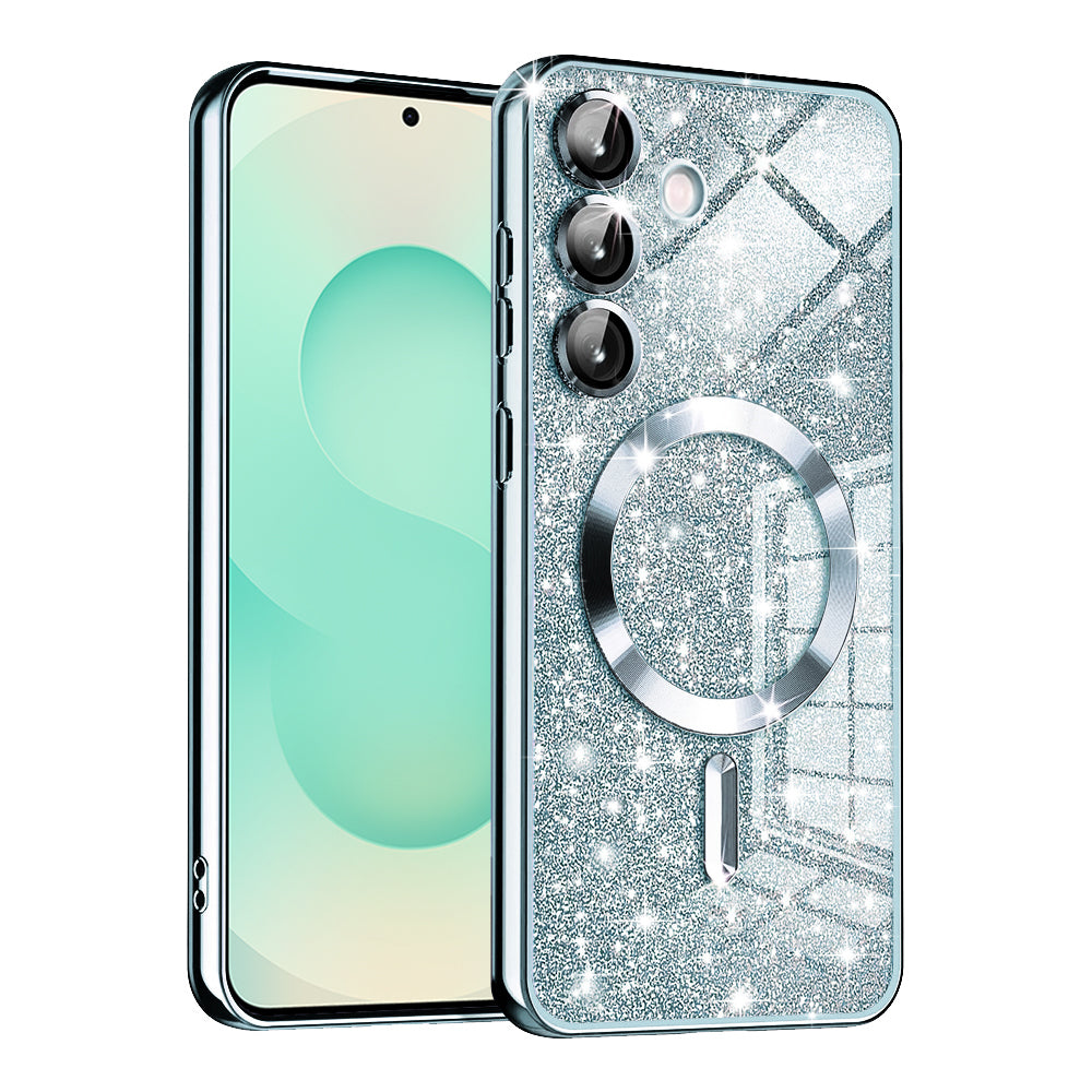 Custodia MagSafe per Samsung Galaxy S25+ S936, Techsuit, Luxury Glitter, Blu