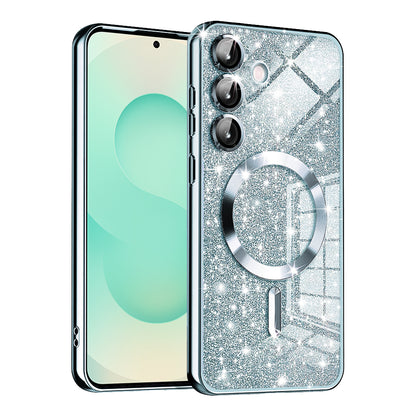 Custodia MagSafe per Samsung Galaxy S25+ S936, Techsuit, Luxury Glitter, Blu