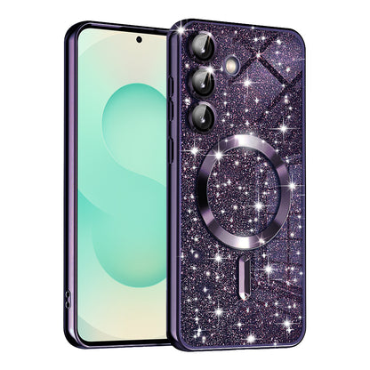 Custodia MagSafe per Samsung Galaxy S25+ S936, Techsuit, Luxury Glitter, Viola Scuro