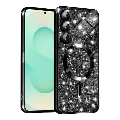 Custodia MagSafe per Samsung Galaxy S25+ S936, Techsuit, Luxury Glitter, Nera