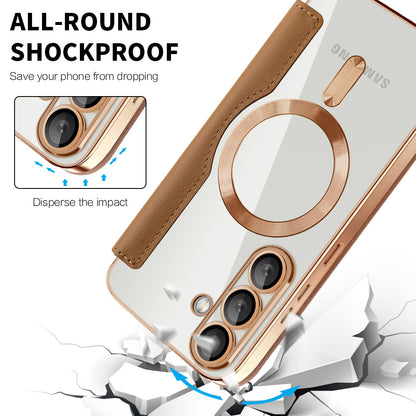 Custodia MagSafe per Samsung Galaxy S25+ S936, Techsuit, SmartMag Book, Marrone