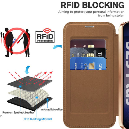 Custodia MagSafe per Samsung Galaxy S25+ S936, Techsuit, SmartMag Book, Marrone