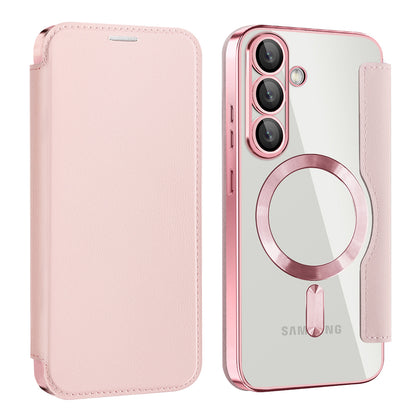 Custodia MagSafe per Samsung Galaxy S25+ S936, Techsuit, SmartMag Book, Rosa
