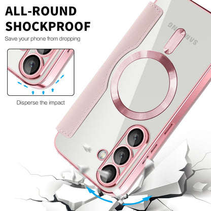 Custodia MagSafe per Samsung Galaxy S25+ S936, Techsuit, SmartMag Book, Rosa