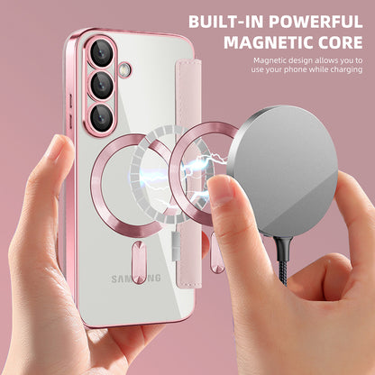 Custodia MagSafe per Samsung Galaxy S25+ S936, Techsuit, SmartMag Book, Rosa