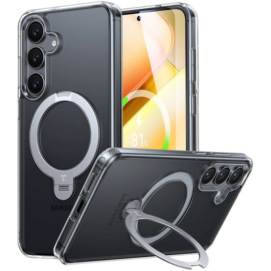 Custodia MagSafe per Samsung Galaxy S25+ S936, Torras, Ostand Spin, Trasparente