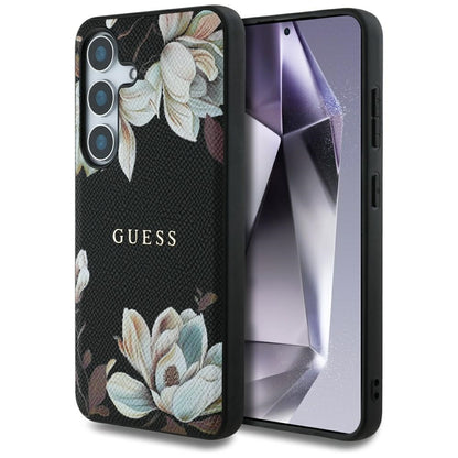 Custodia MagSafe per Samsung Galaxy S25 S931, Guess, Grained Flowers, Nera