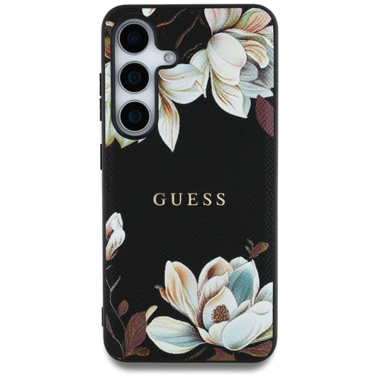 Custodia MagSafe per Samsung Galaxy S25 S931, Guess, Grained Flowers, Nera