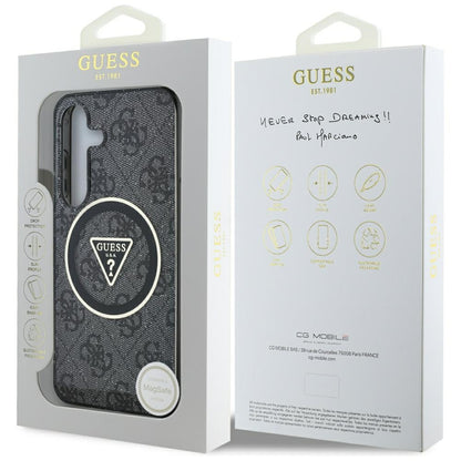 Custodia MagSafe per Samsung Galaxy S25 S931, Guess, IML Glitter 4G Circle Triangle, Nera
