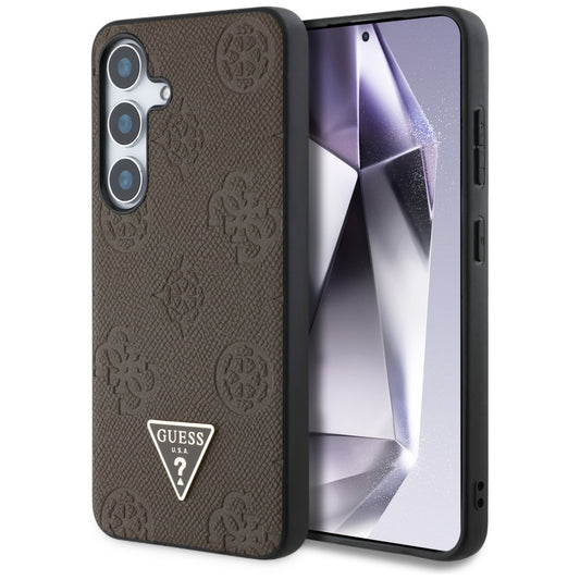 Custodia MagSafe per Samsung Galaxy S25 S931, Guess, Peony Grained Hot Stamp Triangle, Marrone