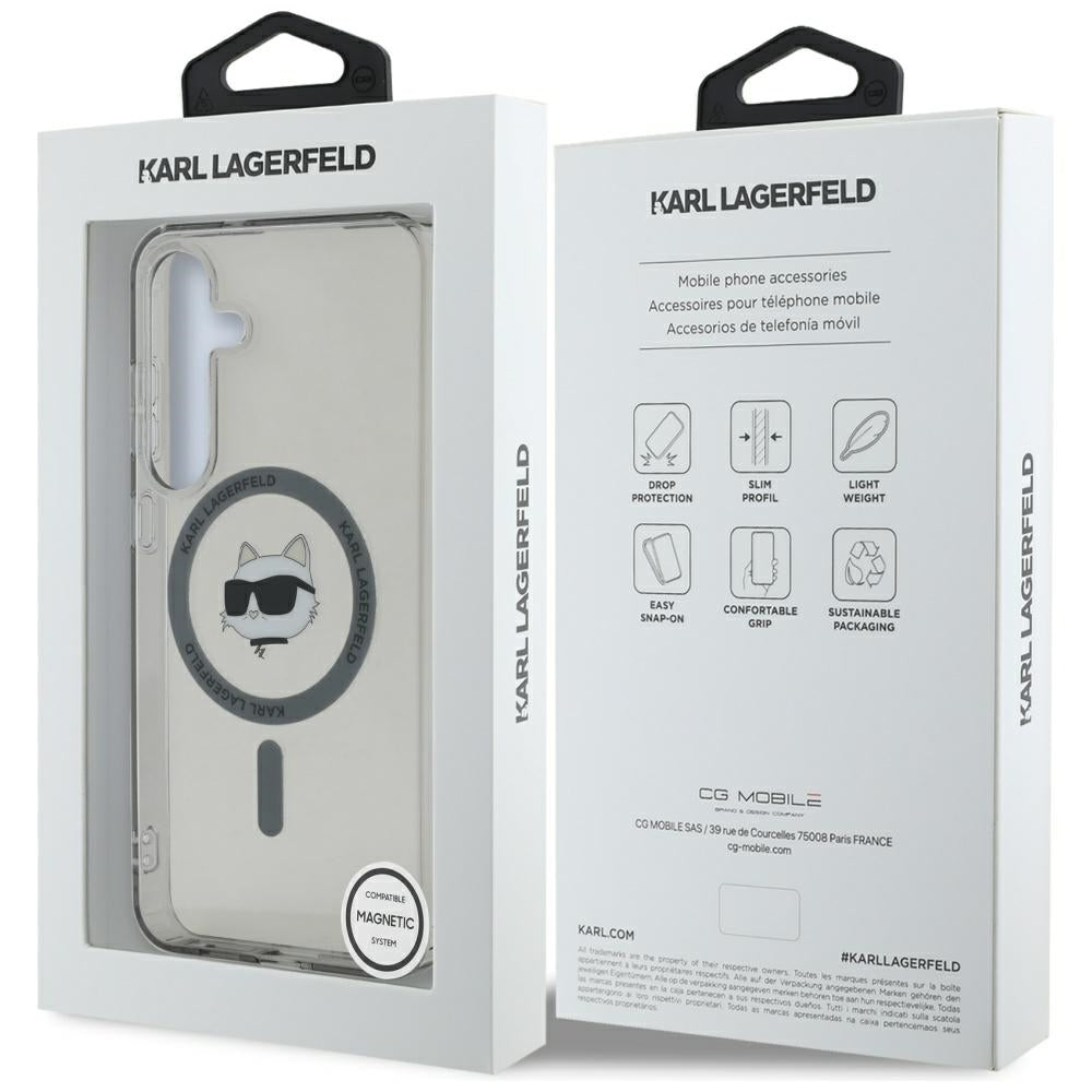 Custodia MagSafe per Samsung Galaxy S25 S931, Karl Lagerfeld, IML Choupette's Head, Nera