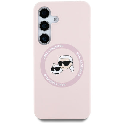 Custodia MagSafe per Samsung Galaxy S25 S931, Karl Lagerfeld, Silicone Double Heads, Rosa
