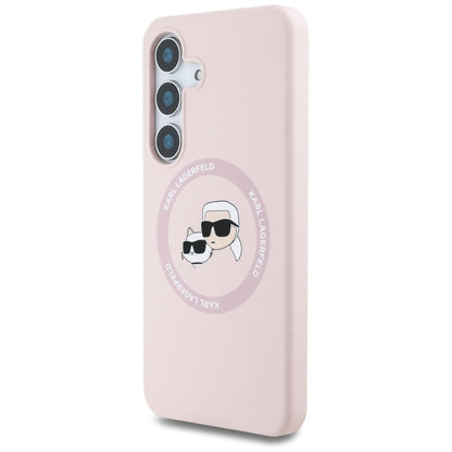 Custodia MagSafe per Samsung Galaxy S25 S931, Karl Lagerfeld, Silicone Double Heads, Rosa
