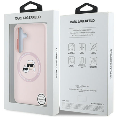 Custodia MagSafe per Samsung Galaxy S25 S931, Karl Lagerfeld, Silicone Double Heads, Rosa