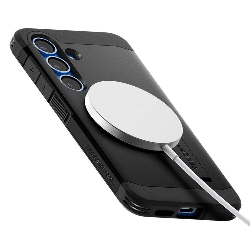 Custodia MagSafe per Samsung Galaxy S25 S931, Spigen, Tough Armor, Nera ACS09008