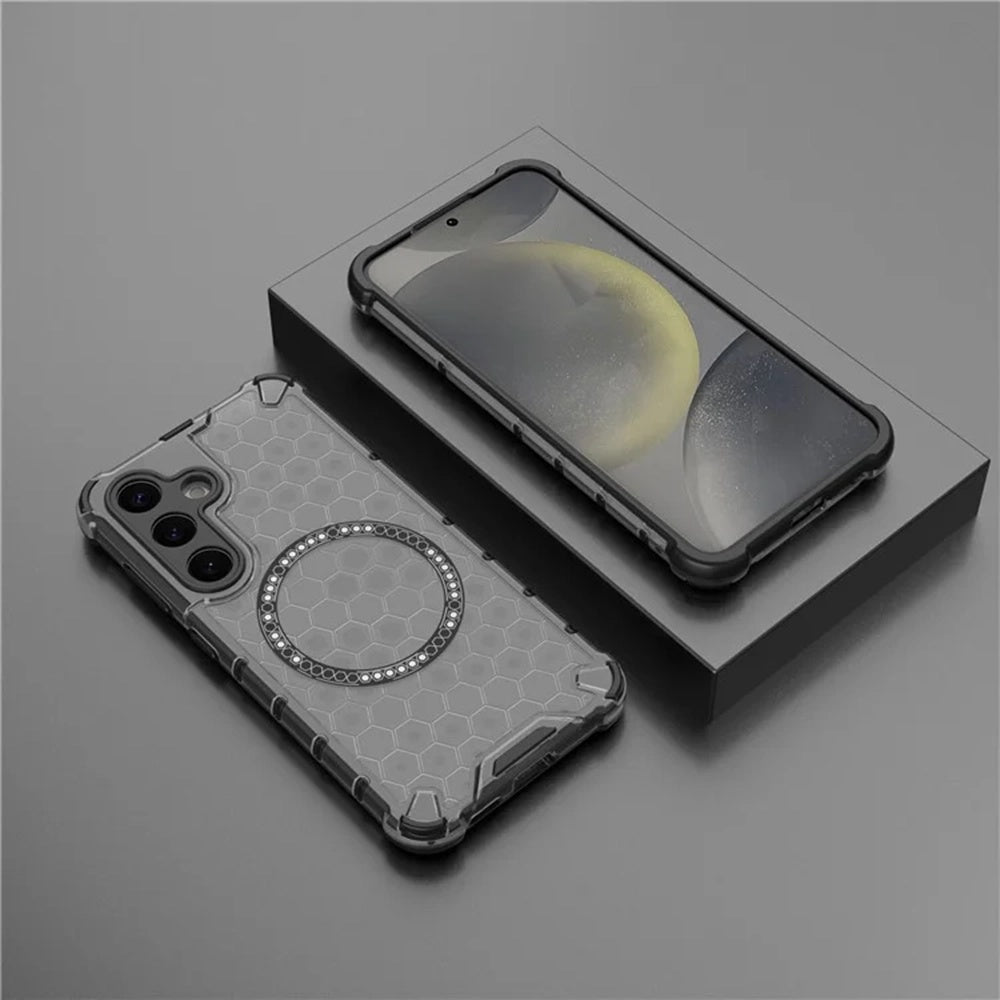 Custodia MagSafe per Samsung Galaxy S25 S931, Techsuit, HoneyComb Shield, Nera
