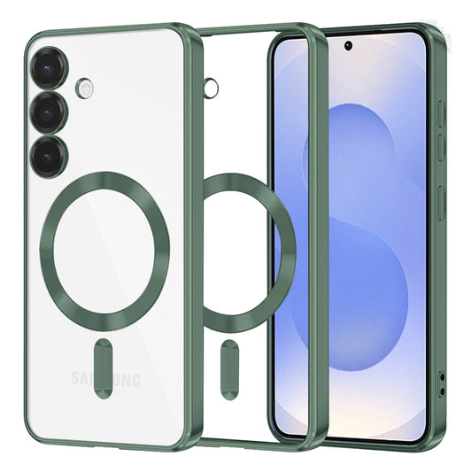 Custodia MagSafe per Samsung Galaxy S25 S931, Techsuit, Luxury Crystal, Verde Scuro