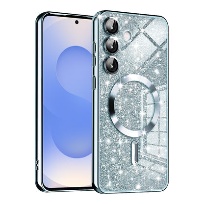 Custodia MagSafe per Samsung Galaxy S25 S931, Techsuit, Luxury Glitter, Blu
