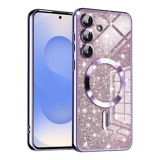 Custodia MagSafe per Samsung Galaxy S25 S931, Techsuit, Luxury Glitter, Viola Chiaro