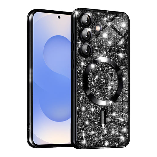 Custodia MagSafe per Samsung Galaxy S25 S931, Techsuit, Luxury Glitter, Nera