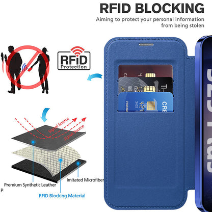Custodia MagSafe per Samsung Galaxy S25 S931, Techsuit, SmartMag Book, Blu