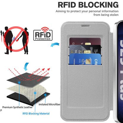 Custodia MagSafe per Samsung Galaxy S25 S931, Techsuit, SmartMag Book, Grigio