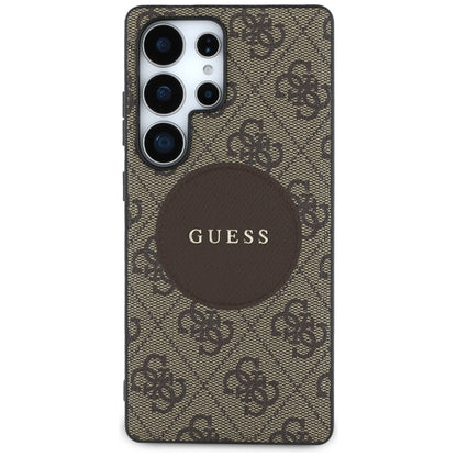 Custodia MagSafe per Samsung Galaxy S25 Ultra S938, Guess, 4G Circle Classic Logo, Marrone