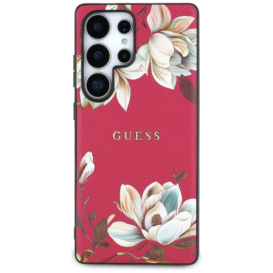 Custodia MagSafe per Samsung Galaxy S25 Ultra S938, Guess, Grained Flowers, Fucsia