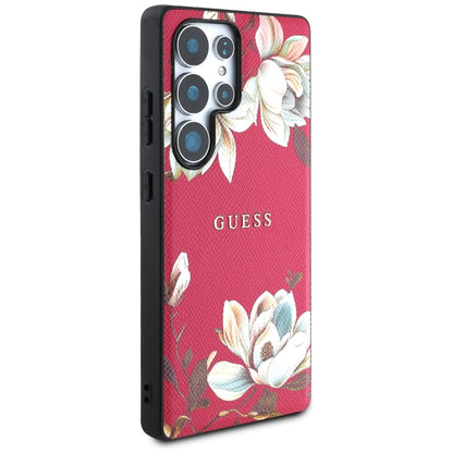 Custodia MagSafe per Samsung Galaxy S25 Ultra S938, Guess, Grained Flowers, Fucsia