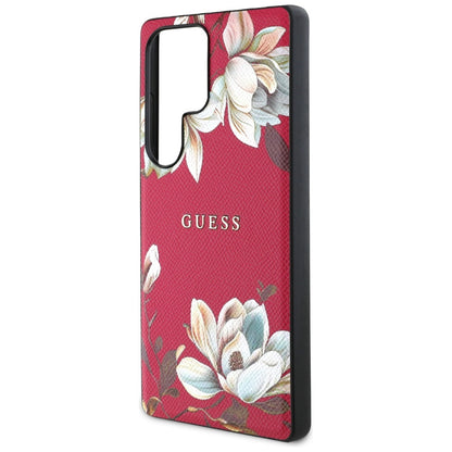 Custodia MagSafe per Samsung Galaxy S25 Ultra S938, Guess, Grained Flowers, Fucsia