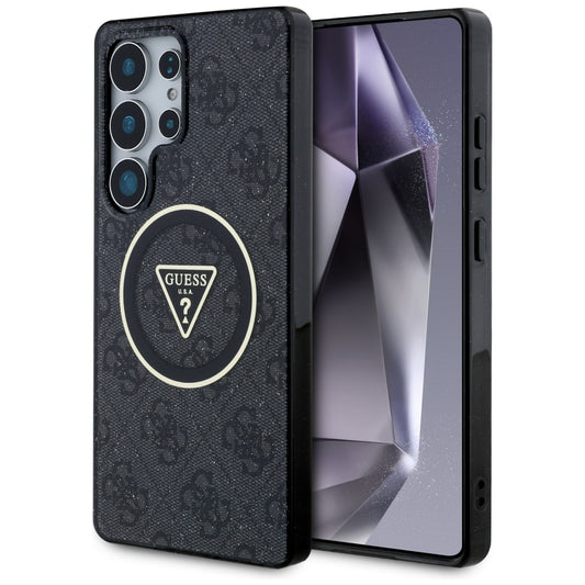 Custodia MagSafe per Samsung Galaxy S25 Ultra S938, Guess, IML Glitter 4G Circle Triangle, Nera