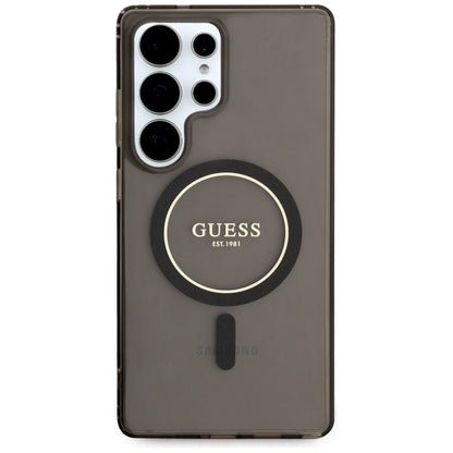 Custodia MagSafe per Samsung Galaxy S25 Ultra S938, Guess, IML Glitter Circle, Nera