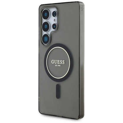 Custodia MagSafe per Samsung Galaxy S25 Ultra S938, Guess, IML Glitter Circle, Nera