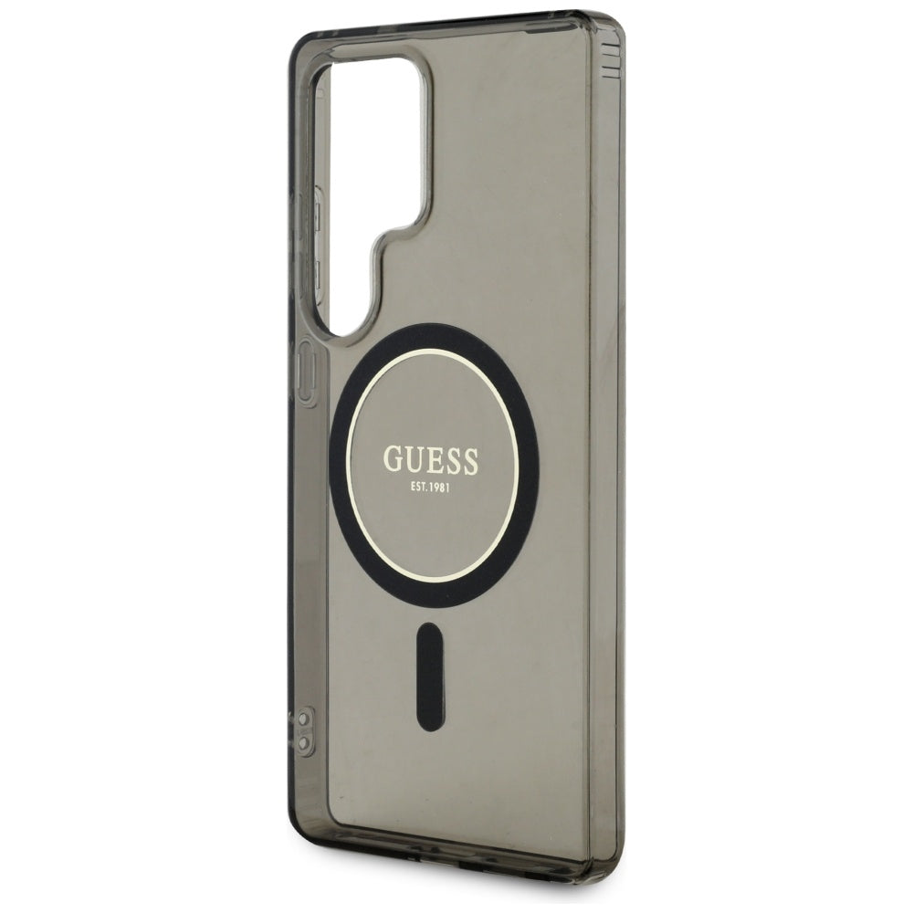 Custodia MagSafe per Samsung Galaxy S25 Ultra S938, Guess, IML Glitter Circle, Nera