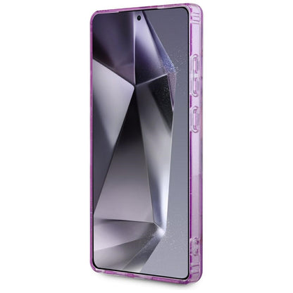 Custodia MagSafe per Samsung Galaxy S25 Ultra S938, Guess, IML Metal Glitter Flowers Triangle, Viola