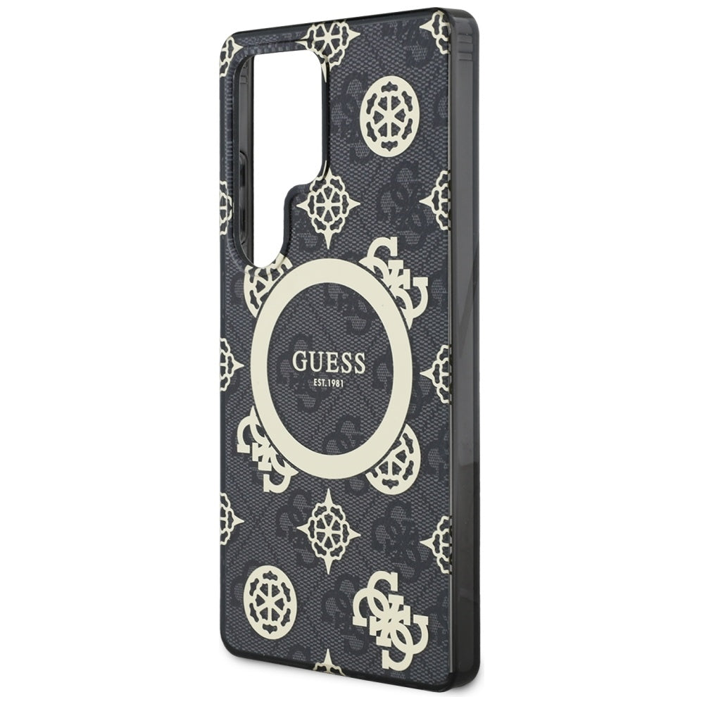 Custodia MagSafe per Samsung Galaxy S25 Ultra S938, Guess, IML Peony On 4G Background, Nera