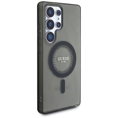 MagSafe Case for Samsung Galaxy S25 Ultra S938, Guess, IML Rhinestone, Black