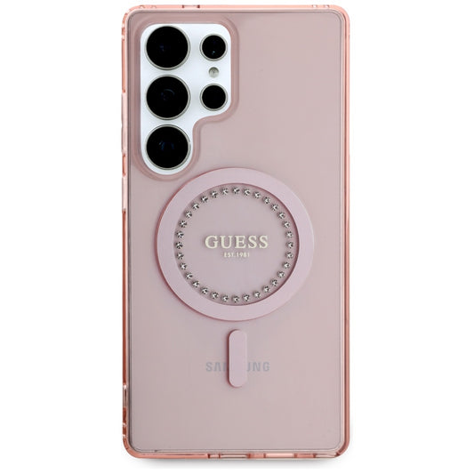 Custodia MagSafe per Samsung Galaxy S25 Ultra S938, Guess, IML Rhinestone, Rosa