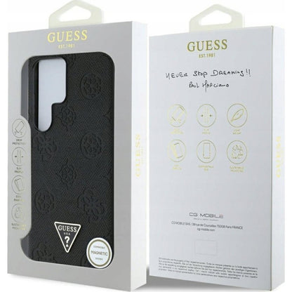 Custodia MagSafe per Samsung Galaxy S25 Ultra S938, Guess, Peony Grained Hot Stamp Triangle, Marrone