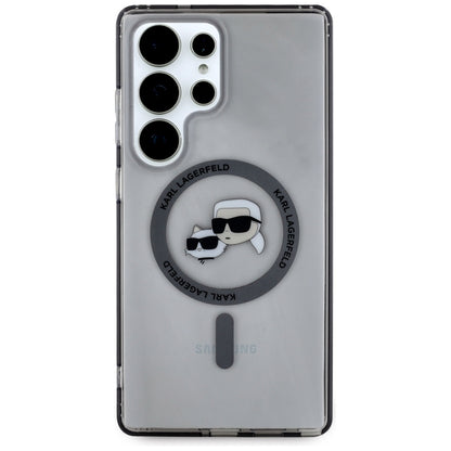 Custodia MagSafe per Samsung Galaxy S25 Ultra S938, Karl Lagerfeld, IML Metal Karl & Choupette's Heads, Nera