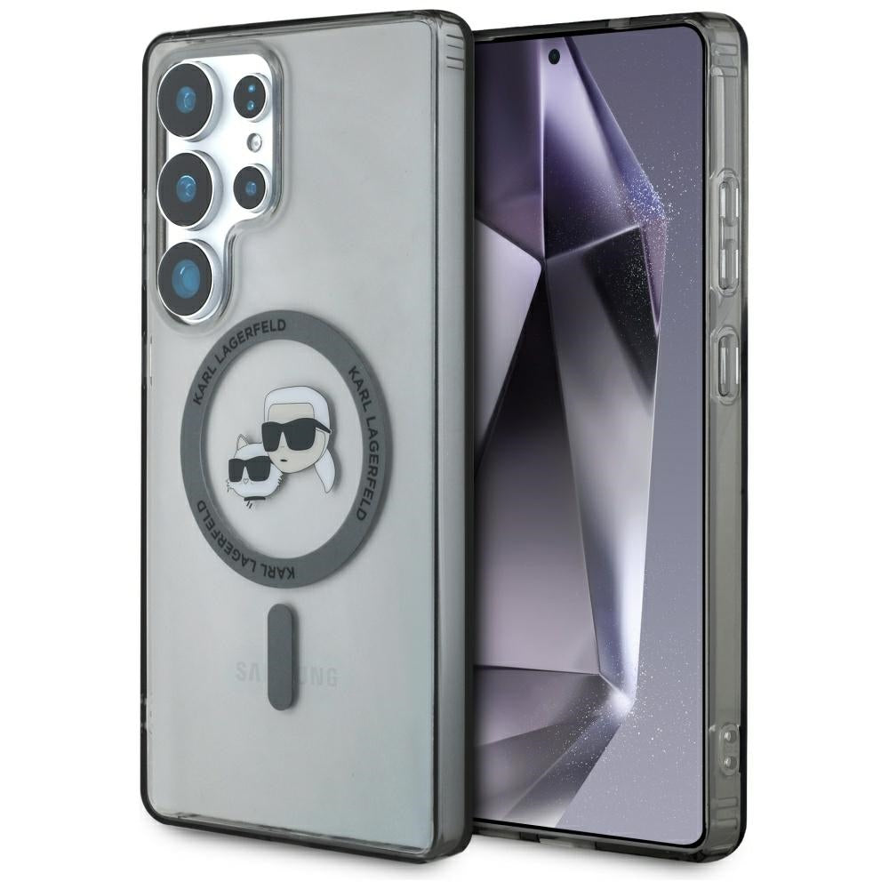 Custodia MagSafe per Samsung Galaxy S25 Ultra S938, Karl Lagerfeld, IML Metal Karl & Choupette's Heads, Nera