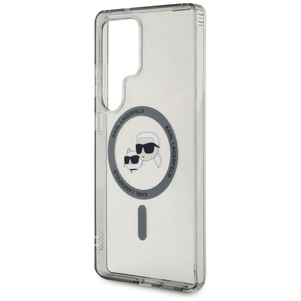 Custodia MagSafe per Samsung Galaxy S25 Ultra S938, Karl Lagerfeld, IML Metal Karl & Choupette's Heads, Nera