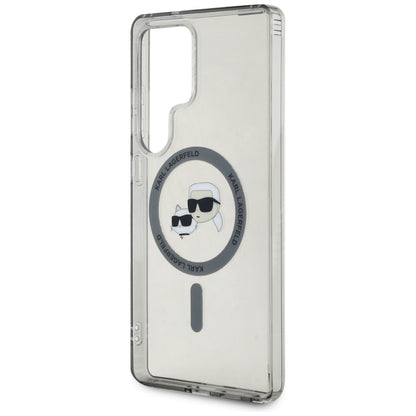 Custodia MagSafe per Samsung Galaxy S25 Ultra S938, Karl Lagerfeld, IML Metal Karl & Choupette's Heads, Nera