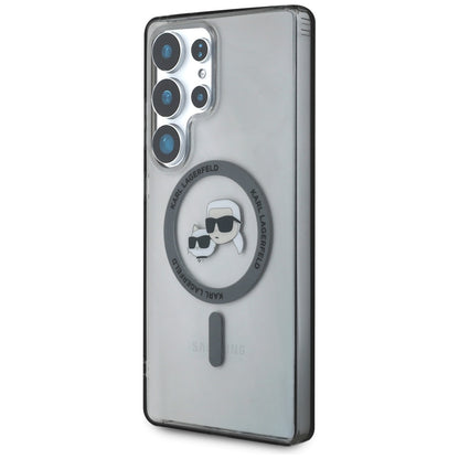 Custodia MagSafe per Samsung Galaxy S25 Ultra S938, Karl Lagerfeld, IML Metal Karl & Choupette's Heads, Nera